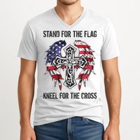Stand For The Flag Kneel For The Cross V-Neck T-Shirt