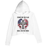 Stand For The Flag Kneel For The Cross Crop Fleece Hoodie