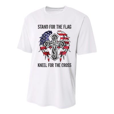 Stand For The Flag Kneel For The Cross Youth Performance Sprint T-Shirt