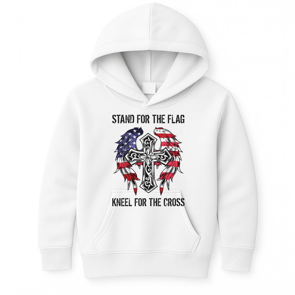 Stand For The Flag Kneel For The Cross Kids Hoodie