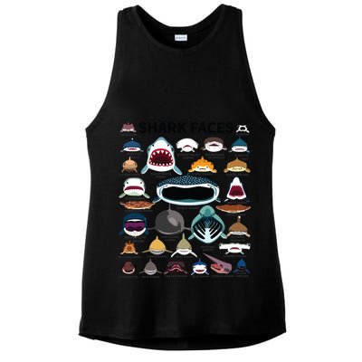 Shark Faces Type Of Shark Shark Faces Of All Kinds Ladies PosiCharge Tri-Blend Wicking Tank