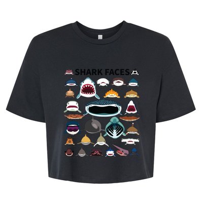 Shark Faces Type Of Shark Shark Faces Of All Kinds Bella+Canvas Jersey Crop Tee