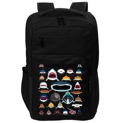 Shark Faces Type Of Shark Shark Faces Of All Kinds Impact Tech Backpack