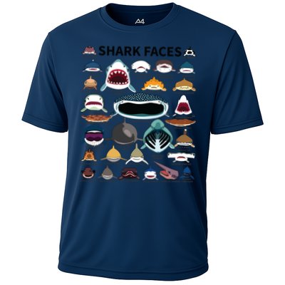 Shark Faces Type Of Shark Shark Faces Of All Kinds Performance Shirt