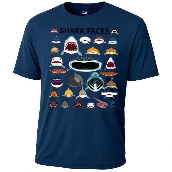 Shark Faces Type Of Shark Shark Faces Of All Kinds Performance Shirt