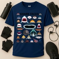 Shark Faces Type Of Shark Shark Faces Of All Kinds Performance Shirt