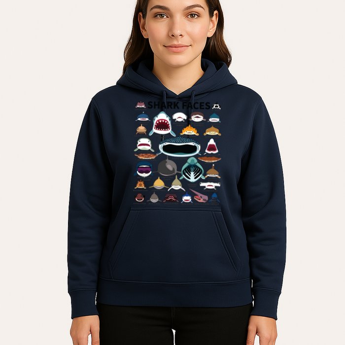 Shark Faces Type Of Shark Shark Faces Of All Kinds Hoodie