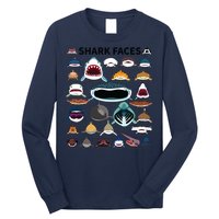 Shark Faces Type Of Shark Shark Faces Of All Kinds Long Sleeve Shirt
