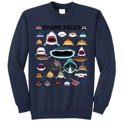Shark Faces Type Of Shark Shark Faces Of All Kinds Sweatshirt