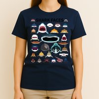 Shark Faces Type Of Shark Shark Faces Of All Kinds T-Shirt