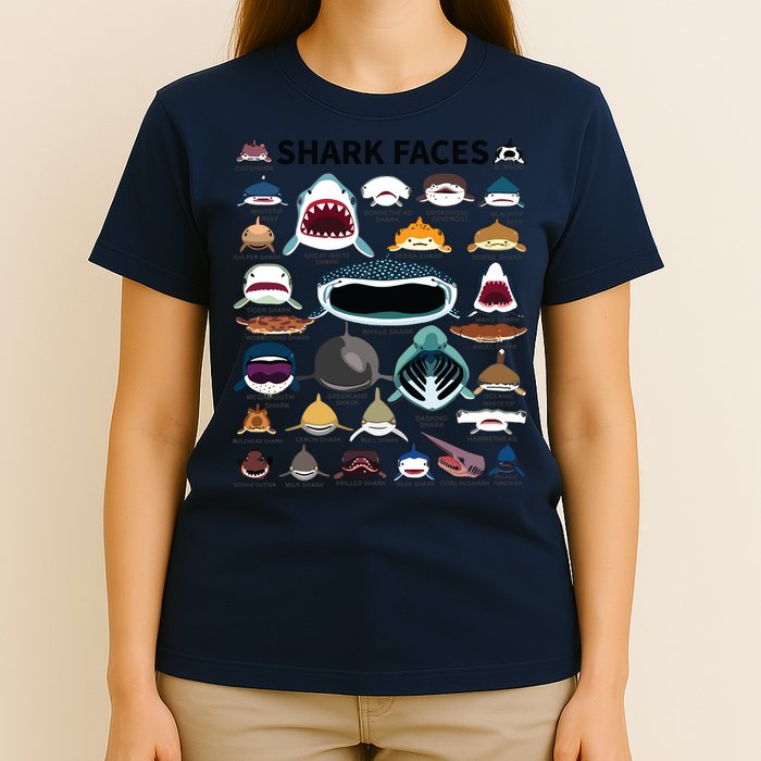 Shark Faces Type Of Shark Shark Faces Of All Kinds T-Shirt