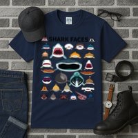 Shark Faces Type Of Shark Shark Faces Of All Kinds Tall T-Shirt