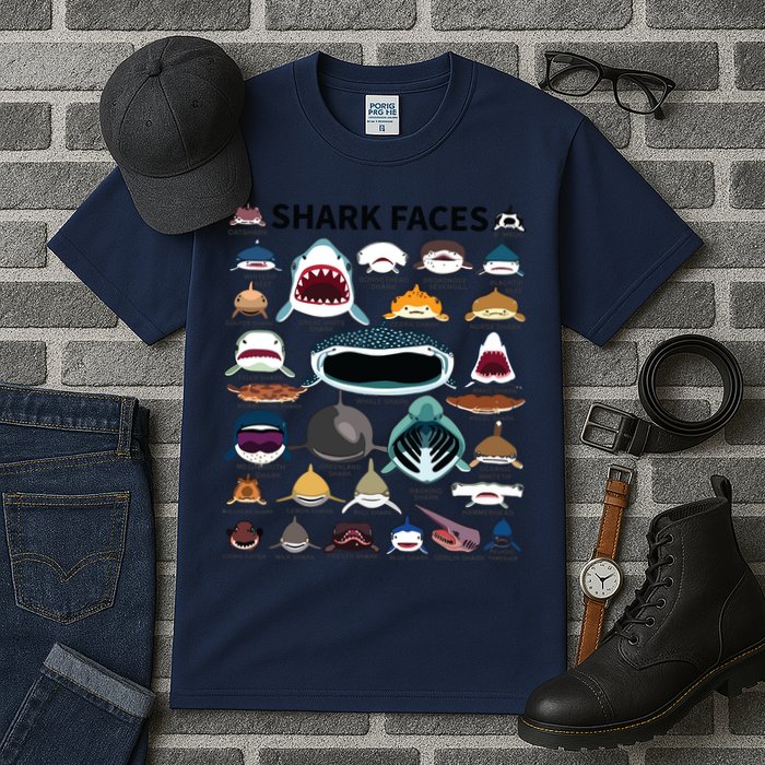 Shark Faces Type Of Shark Shark Faces Of All Kinds Tall T-Shirt