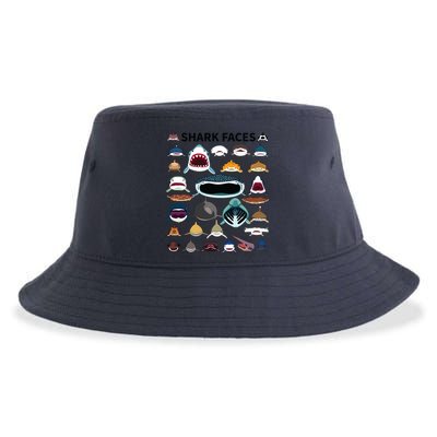 Shark Faces Type Of Shark Shark Faces Of All Kinds Sustainable Bucket Hat