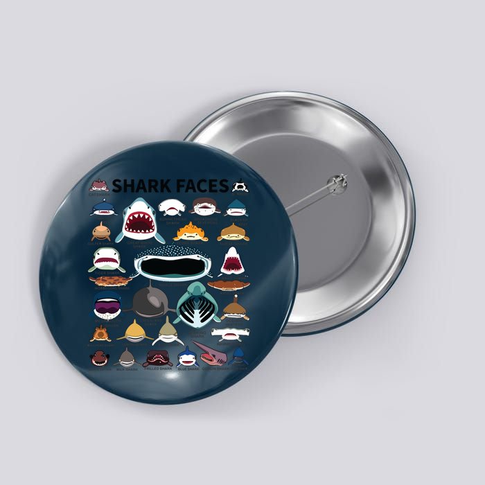 Shark Faces Type Of Shark Shark Faces Of All Kinds Button