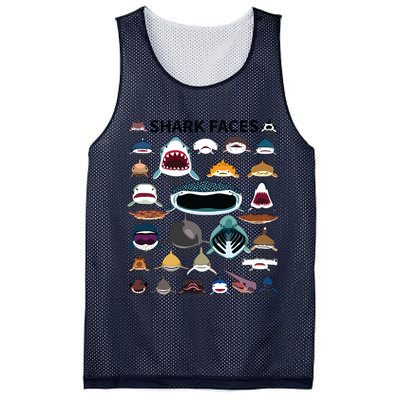 Shark Faces Type Of Shark Shark Faces Of All Kinds Mesh Reversible Basketball Jersey Tank