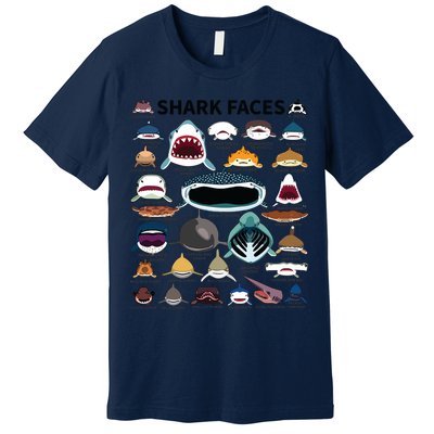 Shark Faces Type Of Shark Shark Faces Of All Kinds Premium T-Shirt