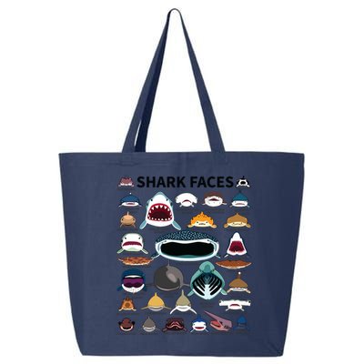 Shark Faces Type Of Shark Shark Faces Of All Kinds 25L Jumbo Tote