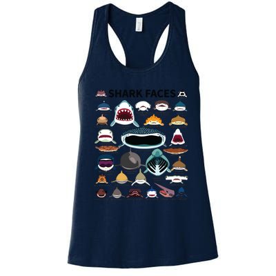 Shark Faces Type Of Shark Shark Faces Of All Kinds Women's Racerback Tank