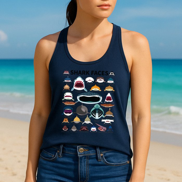 Shark Faces Type Of Shark Shark Faces Of All Kinds Womens Tank Top