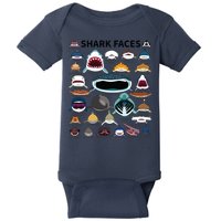 Shark Faces Type Of Shark Shark Faces Of All Kinds Baby Bodysuit