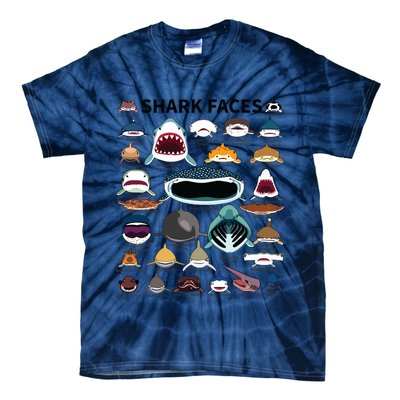 Shark Faces Type Of Shark Shark Faces Of All Kinds Tie-Dye T-Shirt