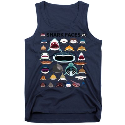 Shark Faces Type Of Shark Shark Faces Of All Kinds Tank Top