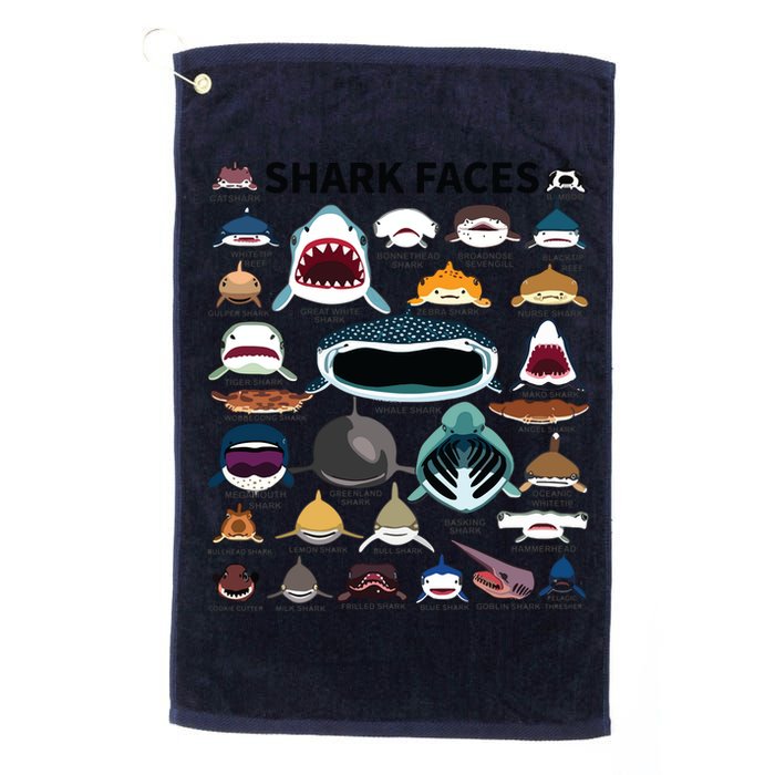 Shark Faces Type Of Shark Shark Faces Of All Kinds Golf Towel