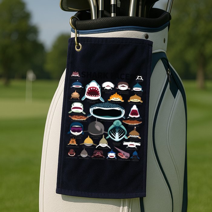 Shark Faces Type Of Shark Shark Faces Of All Kinds Golf Towel