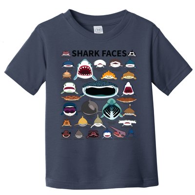 Shark Faces Type Of Shark Shark Faces Of All Kinds Toddler T-Shirt