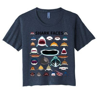 Shark Faces Type Of Shark Shark Faces Of All Kinds Crop Top