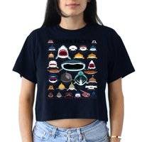 Shark Faces Type Of Shark Shark Faces Of All Kinds Crop Top