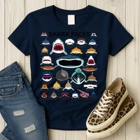 Shark Faces Type Of Shark Shark Faces Of All Kinds Womens T-Shirt