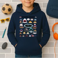 Shark Faces Type Of Shark Shark Faces Of All Kinds Kids Hoodie