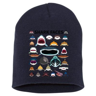 Shark Faces Type Of Shark Shark Faces Of All Kinds Short Acrylic Beanie