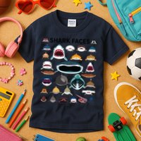 Shark Faces Type Of Shark Shark Faces Of All Kinds Kids T-Shirt