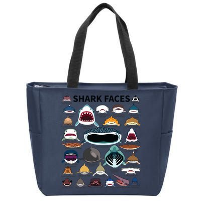 Shark Faces Type Of Shark Shark Faces Of All Kinds Zip Tote Bag