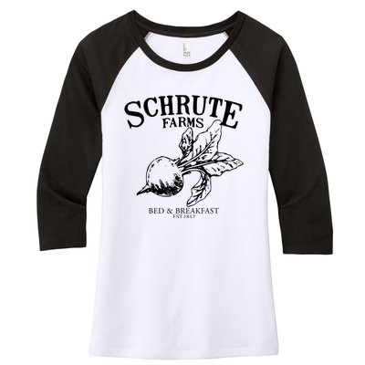 Schrute Farms The Office Schrute Farms Bed And Breakfast Women's Tri-Blend 3/4-Sleeve Raglan Shirt