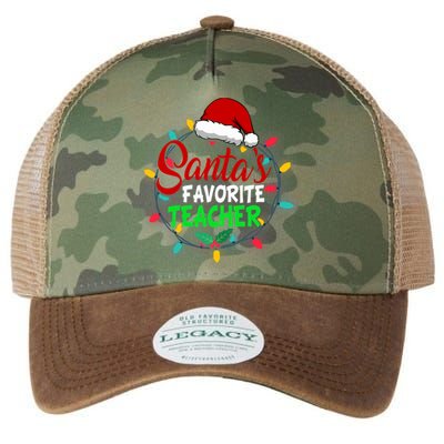 Santa's Favorite Teacher Christmas Santa Hat Light Xmas Gift Premium Legacy Tie Dye Trucker Hat