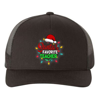 Santa's Favorite Teacher Christmas Santa Hat Light Xmas Gift Premium Yupoong Adult 5-Panel Trucker Hat