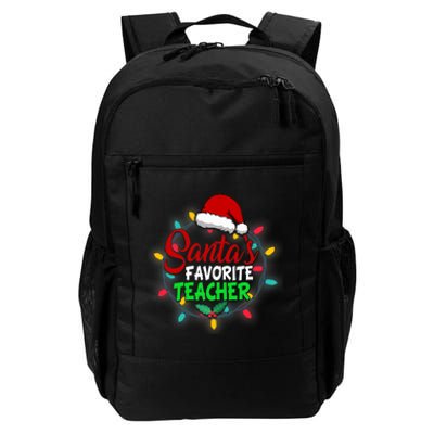 Santa's Favorite Teacher Christmas Santa Hat Light Xmas Gift Premium Daily Commute Backpack