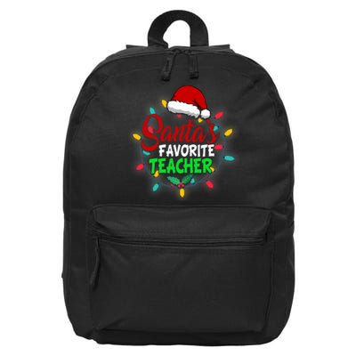 Santa's Favorite Teacher Christmas Santa Hat Light Xmas Gift Premium 16 in Basic Backpack