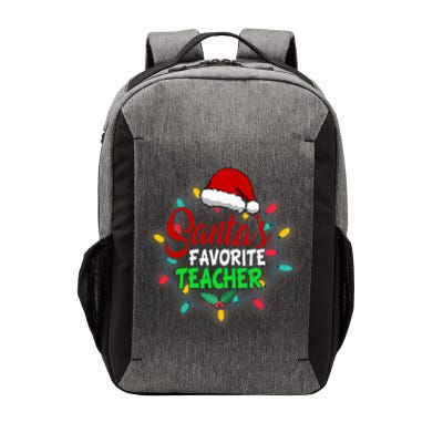 Santa's Favorite Teacher Christmas Santa Hat Light Xmas Gift Premium Vector Backpack