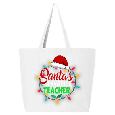 Santa's Favorite Teacher Christmas Santa Hat Light Xmas Gift Premium 25L Jumbo Tote