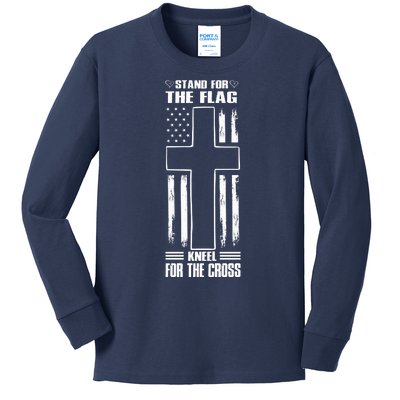 Stand For The Flag Kneel For The Cross Kids Long Sleeve Shirt