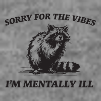 Sorry For The Vibes IM Mentally Ill Funny Raccoon Meme Sustainable Beanie