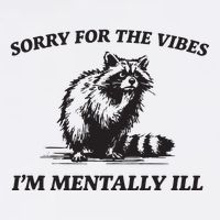 Sorry For The Vibes IM Mentally Ill Funny Raccoon Meme T-Shirt