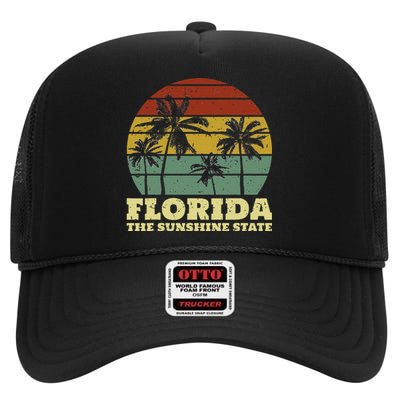 Summer Florida The Sunshine State Surf Style High Crown Mesh Back Trucker Hat