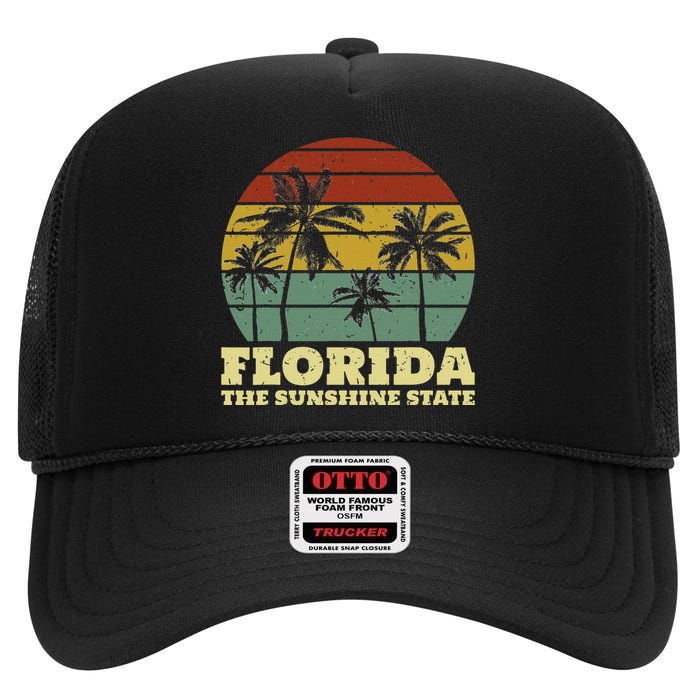 Summer Florida The Sunshine State Surf Style High Crown Mesh Back Trucker Hat