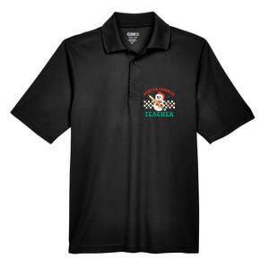 Santas Favorite Teacher Snowman Groovy Retro Christmas Xmas Men's Origin Performance Pique Polo